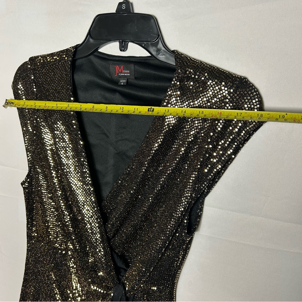 JM Studio by John Meyer Dress Long Gold Sequin Party Wedding Size 6 - Picture 6 of 11